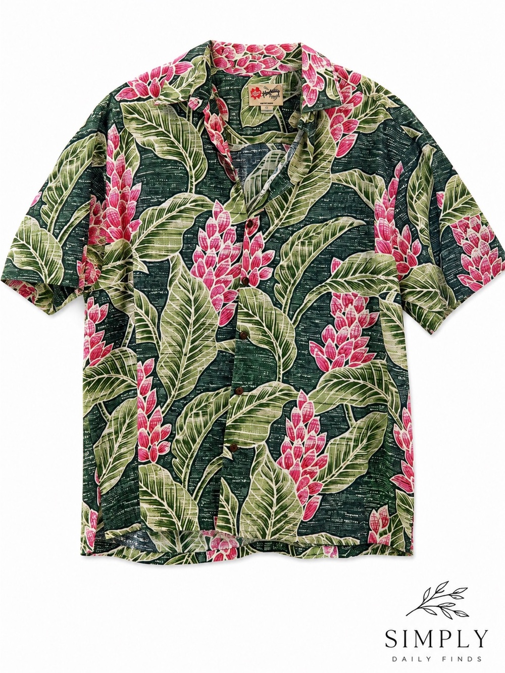 Hilo Hattie Green & Pink Hawaiian Print Shirt